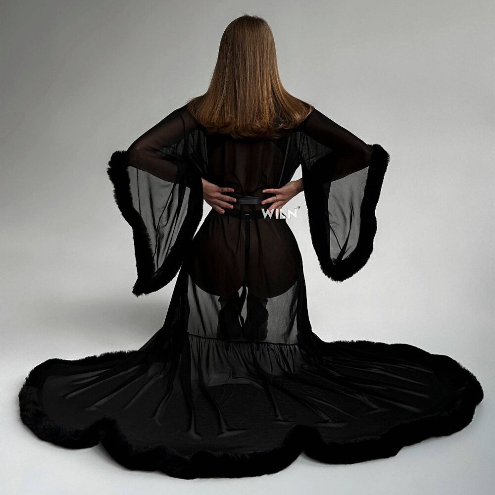 Glamorous old hollywood sheer peignoir black robe burlesque meets boudoir 🔥